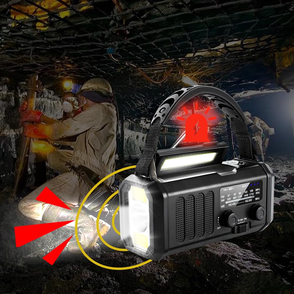 Awaryjne radio korbowe 20000mAh solarne z latarką do czytania latarką SOS radio alarmowe na kemping
