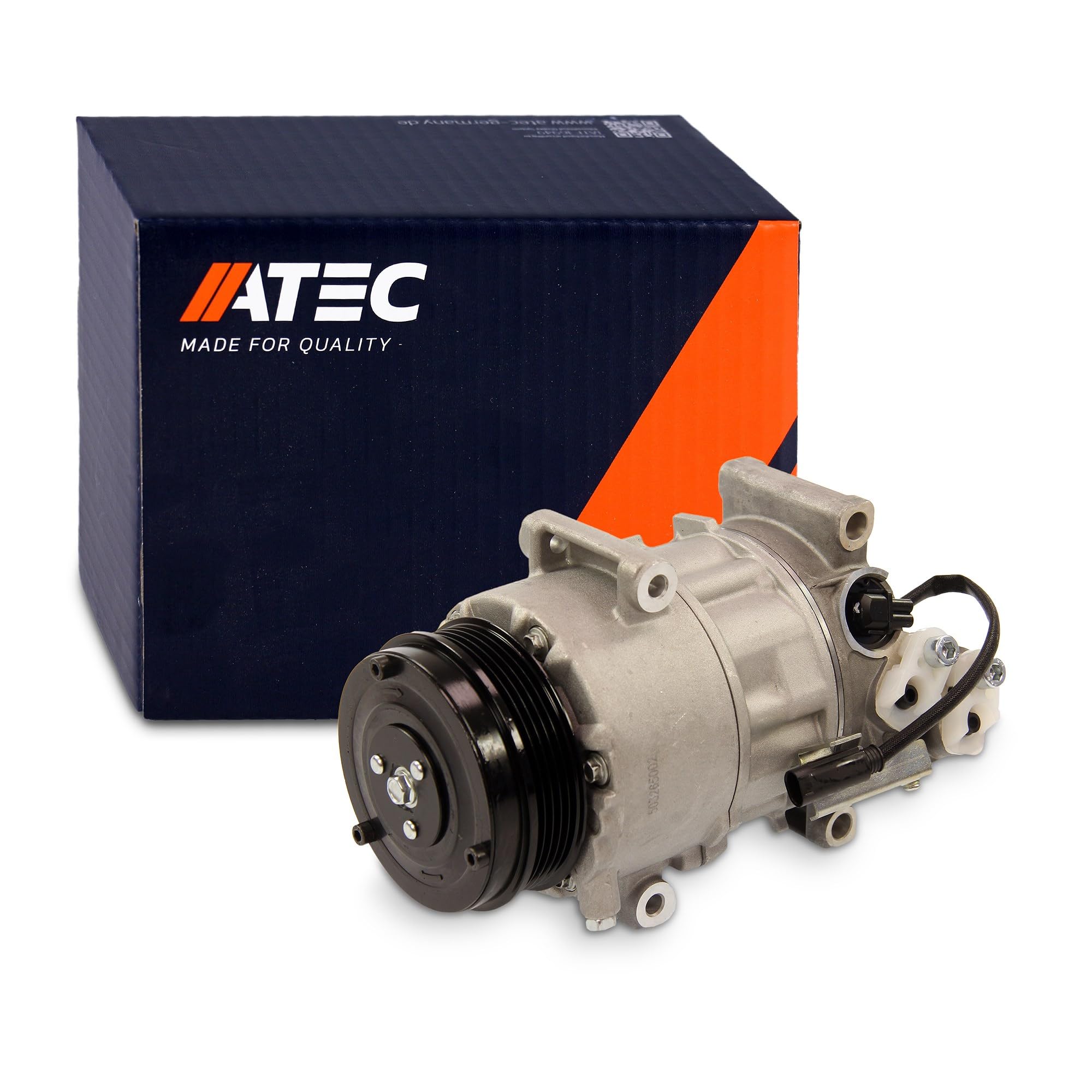 ATEC Germany Compressore aria condizionata con puleggia a cinghia con nervatura a V e anello di tenuta per DENSO 6SEU16C, compatibile con MERCEDES-BENZ Classe A (W169), Classe B Sports Tourer (W245)