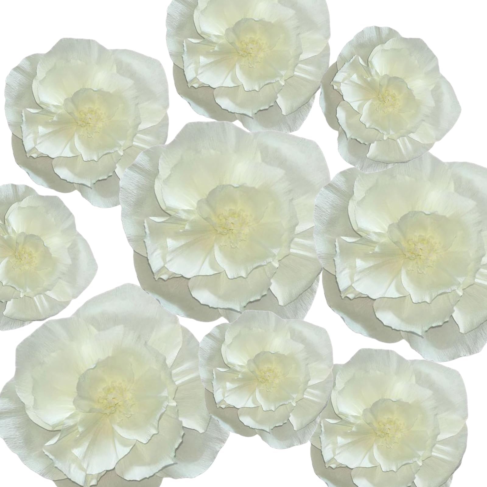 SZHUIHER Crepe Paper Flowers Decoration for Wall Total 9 Pcs, Artificial Flowers for Wedding Decor,Flower Backdrop Decor, Baby Bridal Shower Birthday Party, Beige 3D Wall Flowers Decor