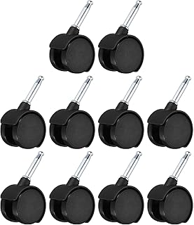 M METERXITY 10 Pack Swivel Casters - 360 Degree Threaded Stem Mount Wear-Resistant Cart Trolley Wheel, Apply to Furniture Workbench Chair (1.5 Inch, Black)