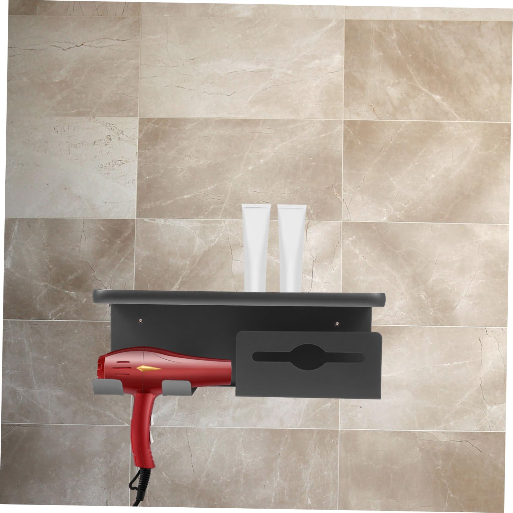 STOBAZA Soporte De Secador De Pelo Pared Organizador De Estante De Almacenamiento para Secador De Pelo y Alisador Diseño y Gun De Limpiar y Ahorrador De