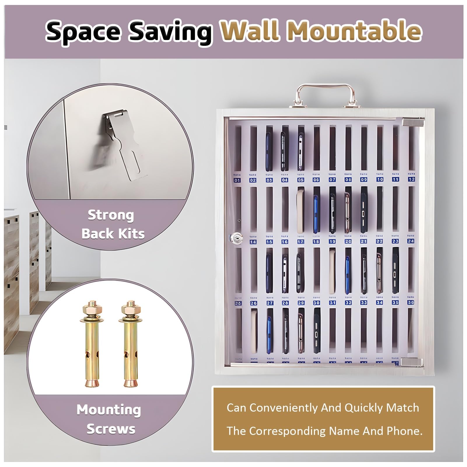 Caja De Seguridad Para Móviles Almacenamiento De Pared 36 Ranuras Metálicas Armario Para Teléfonos Móviles Solución De Almacenamiento Ideal Para El Hogar Y La Oficina Diseño Elee Para Un Fác