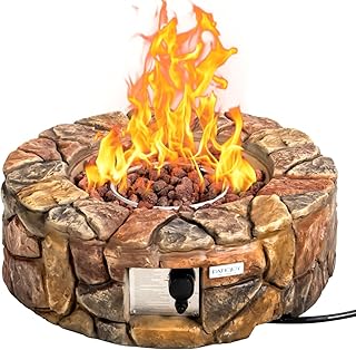 COSTWAY 28-Inch Gas Fire Pit 40,000 BTU Propane Fire Pit Outdoor with Na...