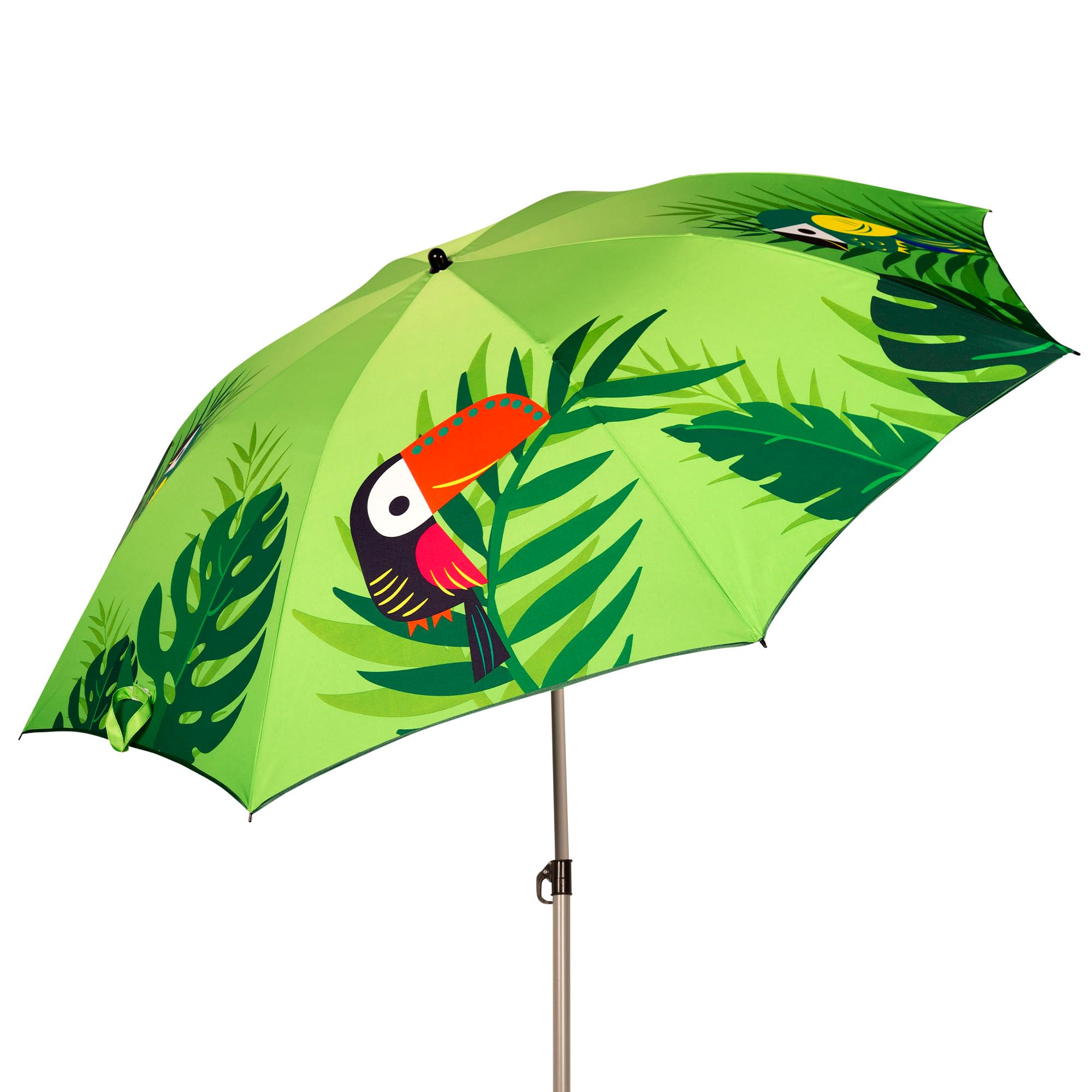AKTIVE Sombrilla de playa tropical, 200 cm, Diseño fotorrealista, Mástil acero, Inclinable y regulable en altura, Tejido poliéster, Protección UV40, Sombrillas grandes, Funda transporte asa (62324)