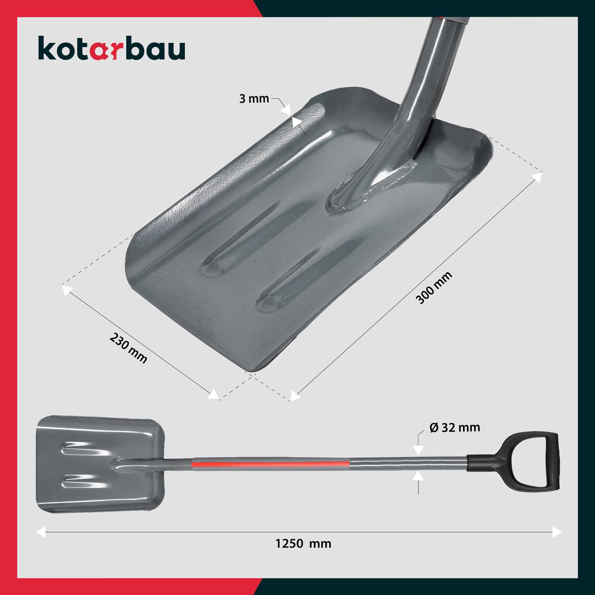 KOTARBAU® Pala per Sabbia 120 cm con Manico Professionale Robusta Vanga per Giardino per Spostare Terreno