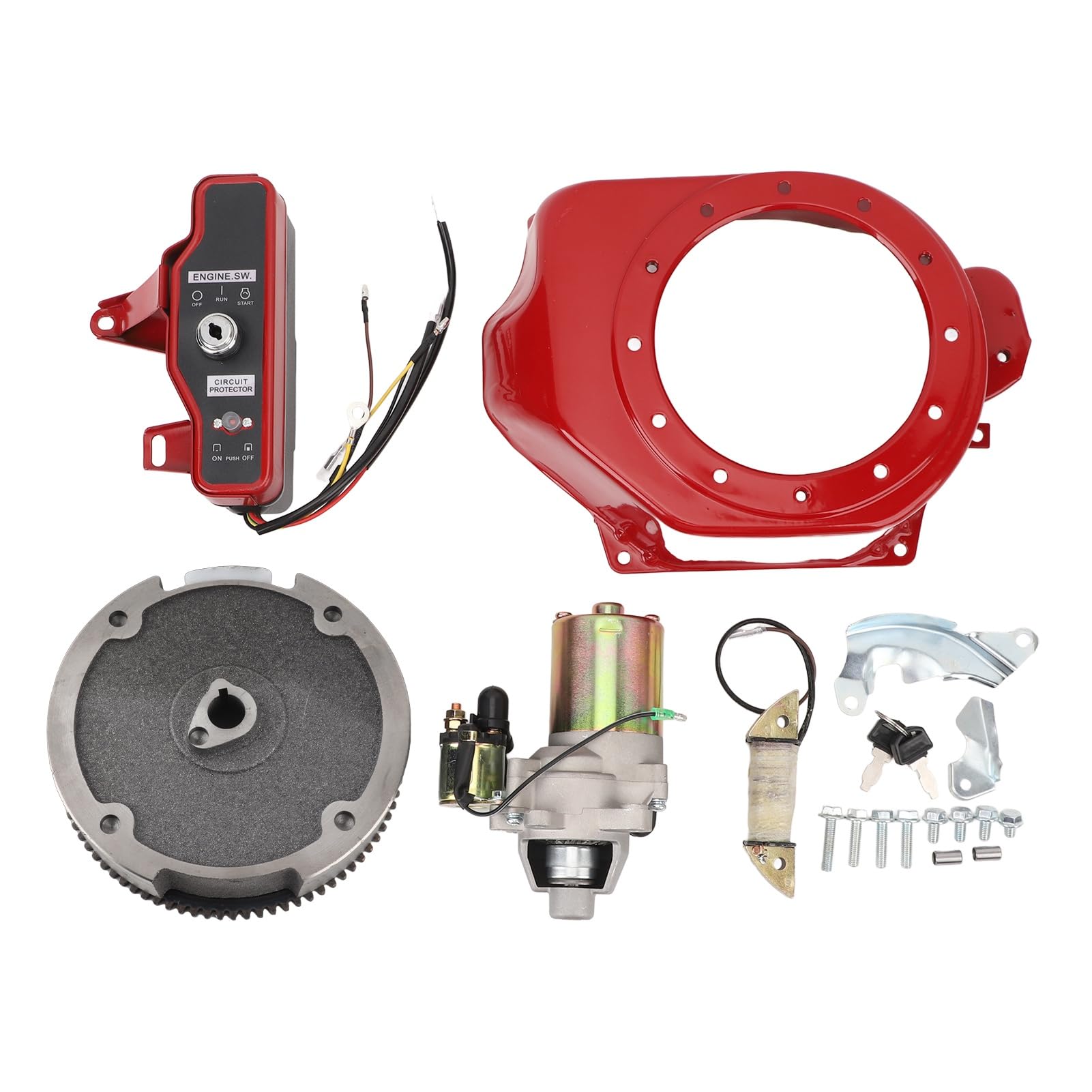 CHICIRIS Kit de Arranque Eléctrico Kit de Motor de Arranque de Metal ABS con Caja de Interruptor de Encendido Cubierta del Volante Bobina de Carga Fácil Instalación para Motores GX160 GX200