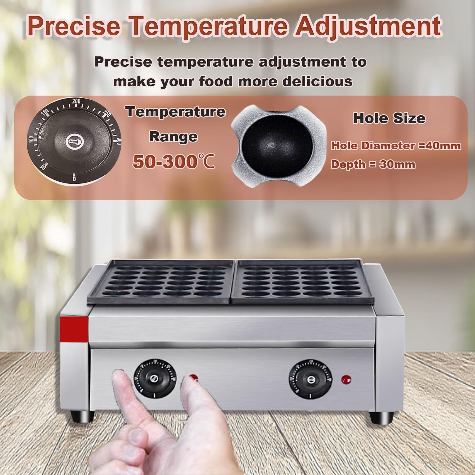 Máquina Holandesa Para Hacer Panqueques Waflera Y Crepera Eléctrica Profesional Con Control De Temperatura, Acero Inoxidable, 2000 W, Calentamiento Uniforme, Fácil Limpieza(Single)
