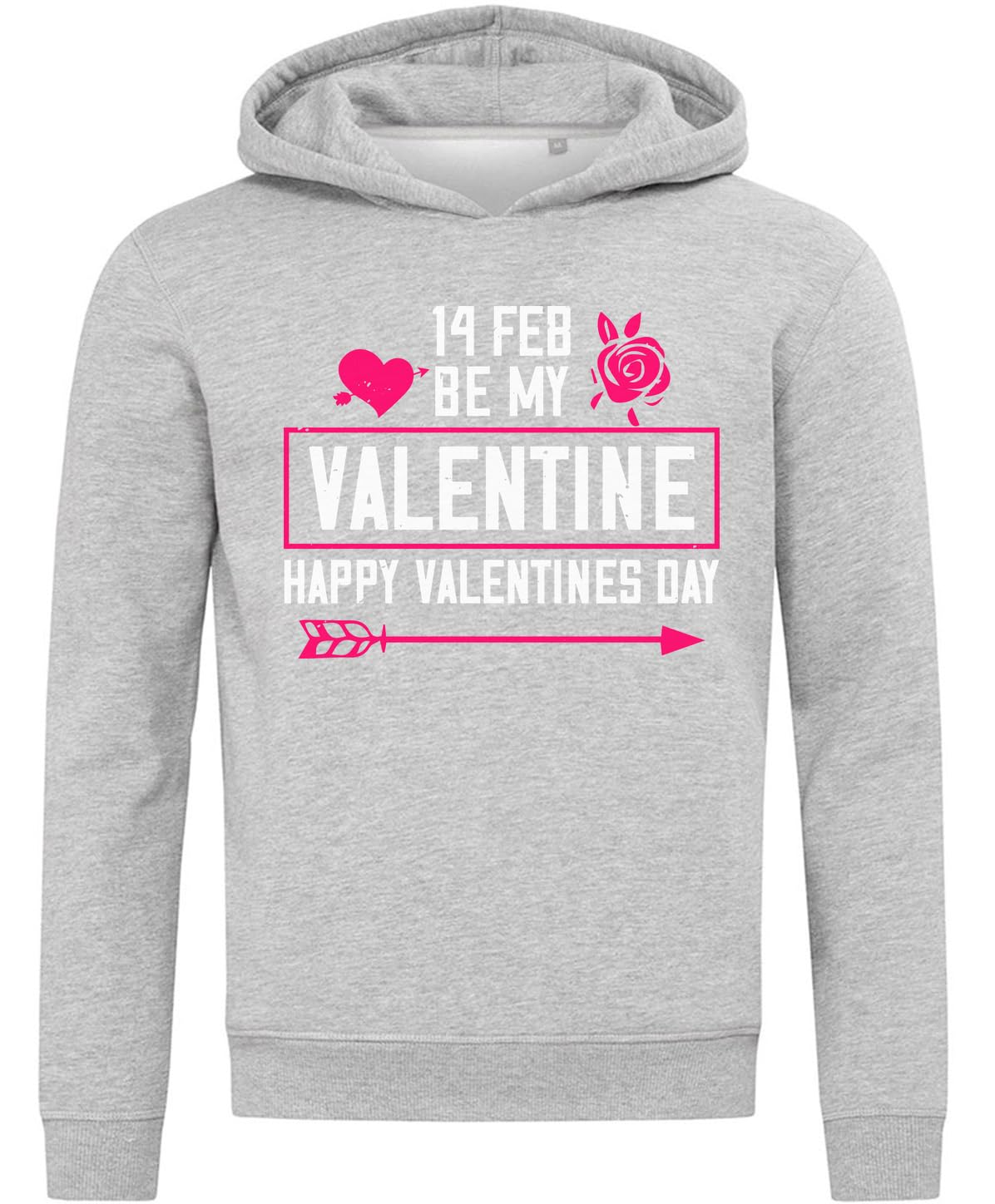 14 feb be my valentine happy valentine day bluza z kapturem bluza z kapturem mieszanka bawełny szara