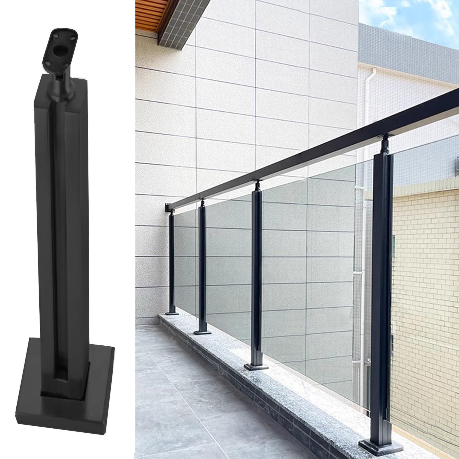 Colliers de Serrage Noirs Anti-Vibration pour Poteaux de Garde-Corps en Verre avec Caoutchouc