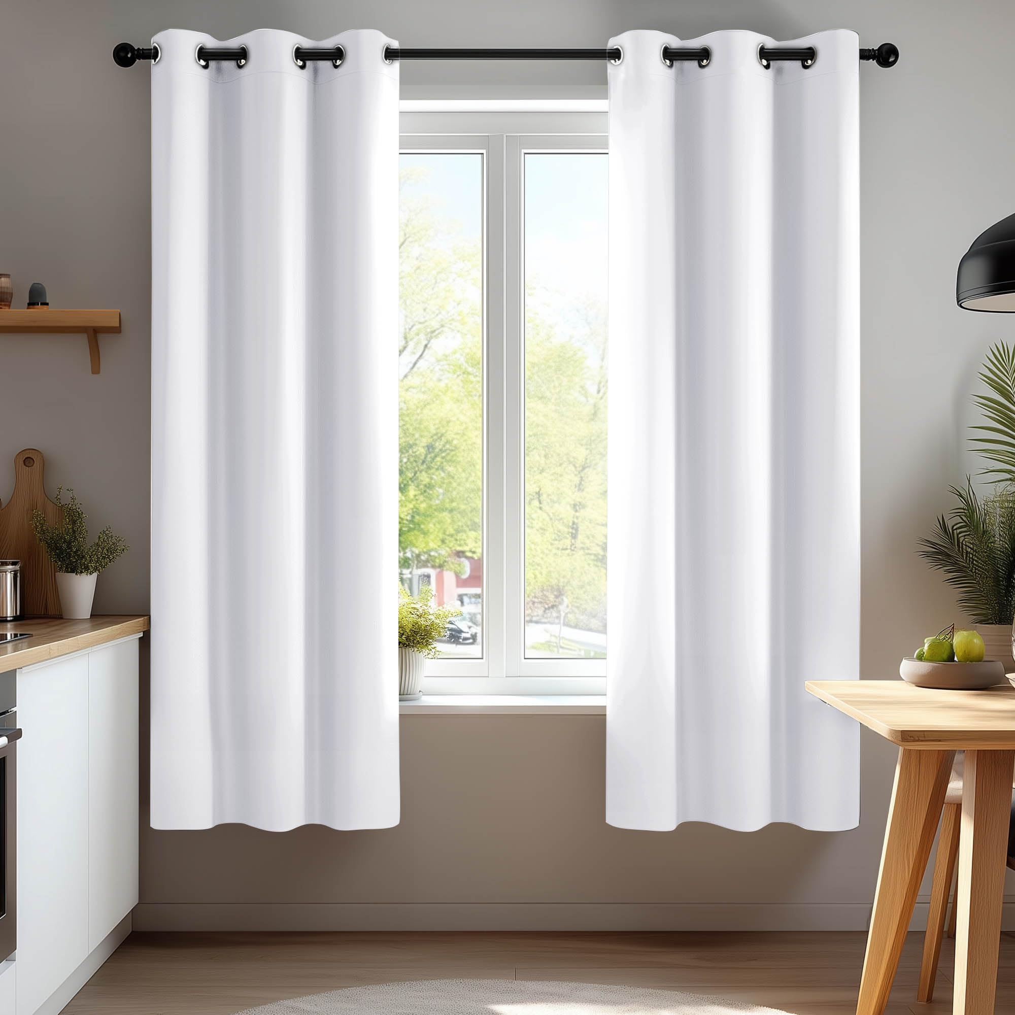 Deconovo Curtains Blackout Thermal Insulated Eyelet Blackout Curtains for Living Room 42 x 45 Inch Drop Silver Grey 1 Pair
