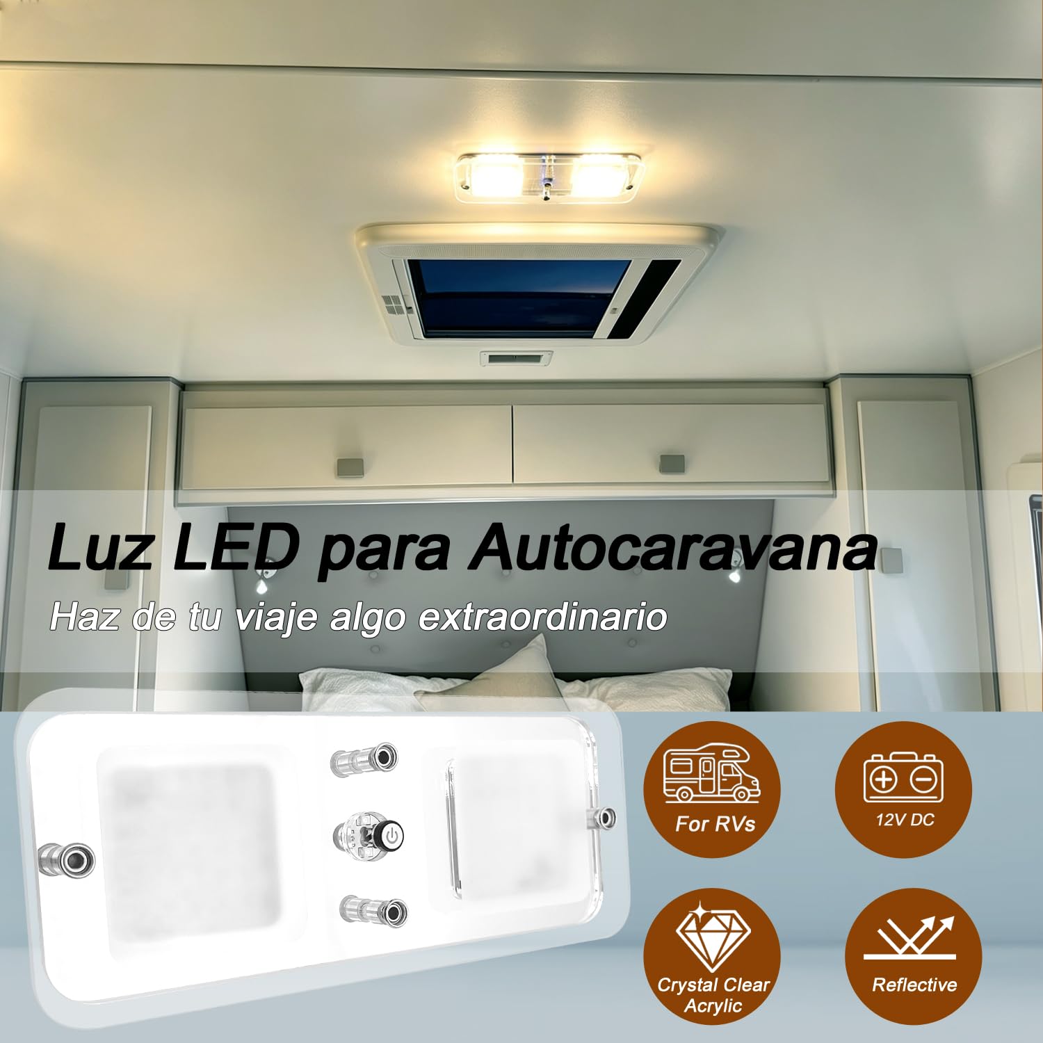 D-lite Lámpara de caravana con interruptor, 22 x 9 cm, blanco cálido