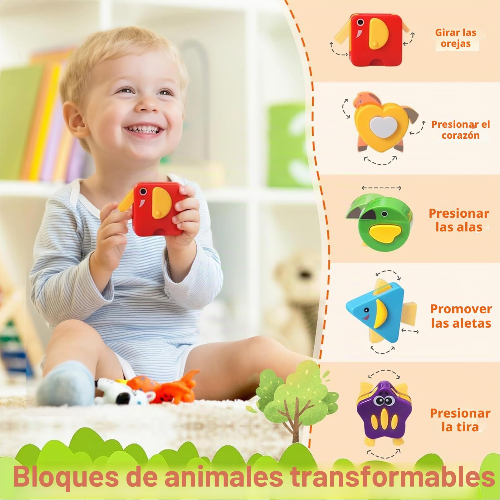 KALOISYHE Juguetes Niños 1 año Juguetes Bebes 12 18 Meses Coche clasificador de Formas Musical Sonidos de Animal con Luces y 5 Bloques Montessori Juguetes Educativo Juegos 1 2 Años Regalo Bebe