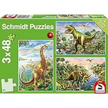 Schmidt Avventura con i Dinosauri, Puzzle, 3 x 48 Pezzi, Colore Multicolore, 56202