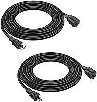 Belllights 2-Pack 15ft Heavy Duty Extension Cord 16 AWG SJTW 3 Prong - Outdoor Indoor Weatherproof Power Cord
