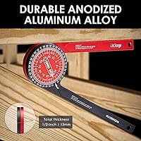 Vista 3 de Transportador de sierra ingletadora de aluminio Plus Buscador de ángulo de 8.7 pulgadas con escalas grabadas con láser de precisión para esquina