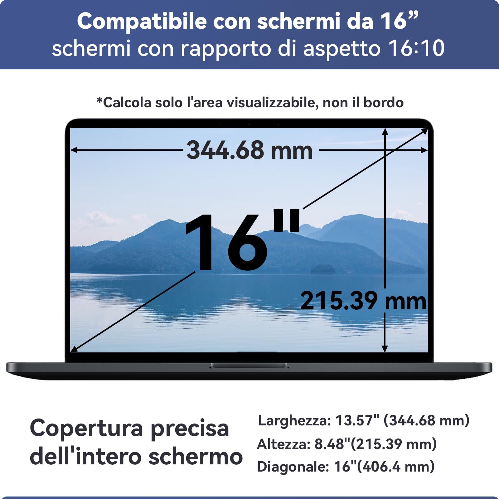 2 Pezzi Pellicola Schermo 16 Pollici 16:10, Filtro Anti Luce Blu per Schermo PC Compatibile con HP/Dell/Acer/Lenovo/Thinkpad/ASUS, Screen Protector Laptop Anti Scratch Protezione Degli Occhi