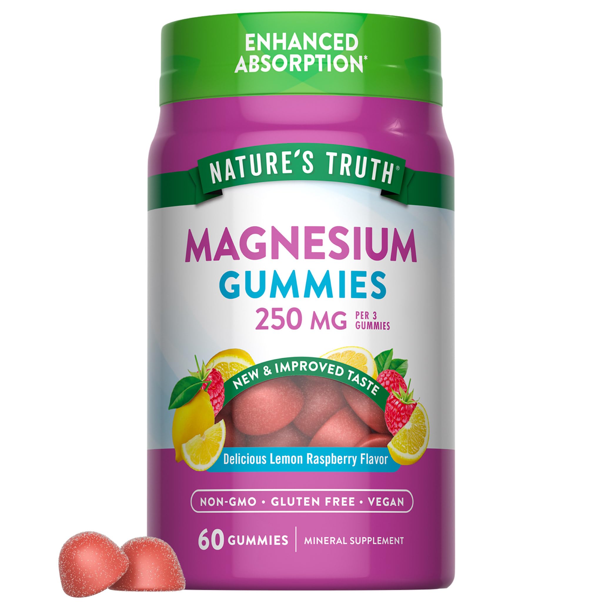 Nature's Truth Magnesium Gummies for Adults | 250mg | 60 Count 60 Count (Pack of 1)