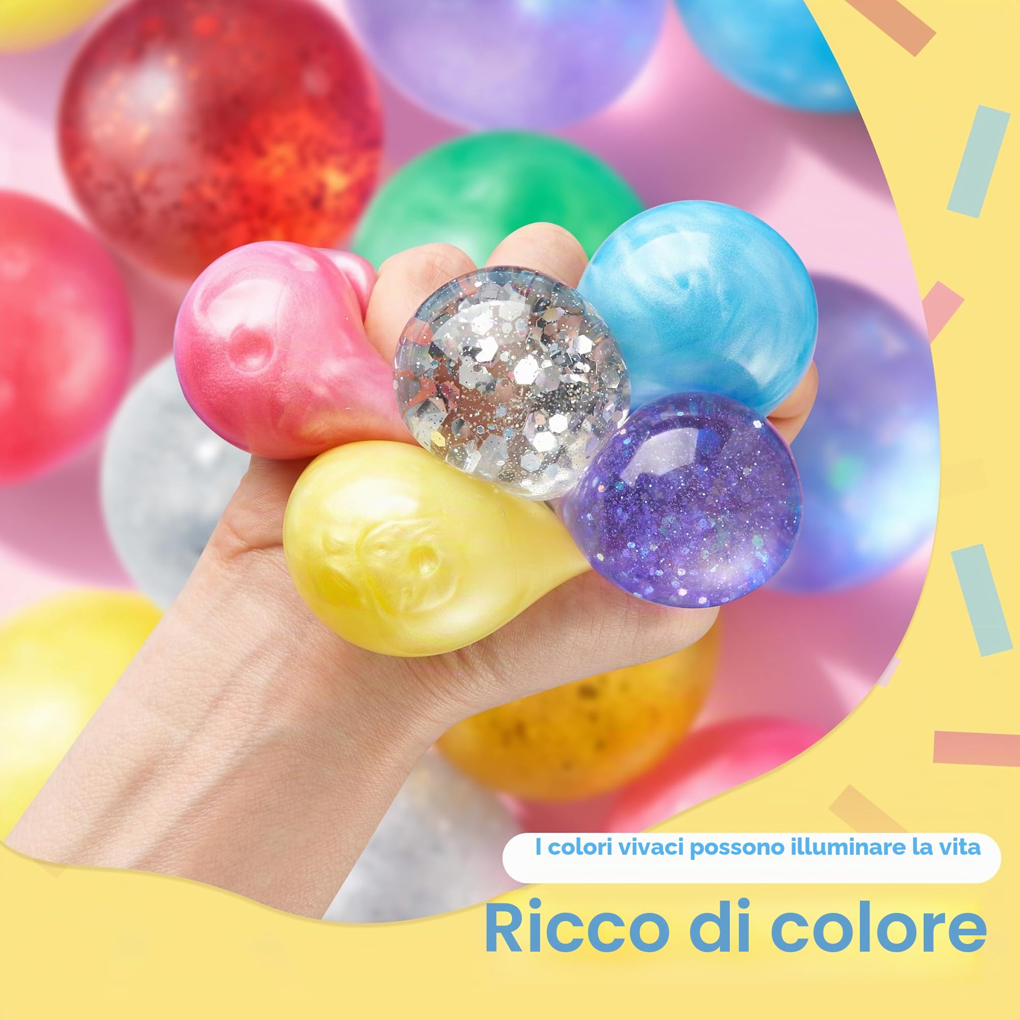 JOYIN Confezione da 24 mini palline antistress, palline da schiacciare per adulti e bambini, bomboniere per feste di compleanno, giocattoli sensoriali da spremere