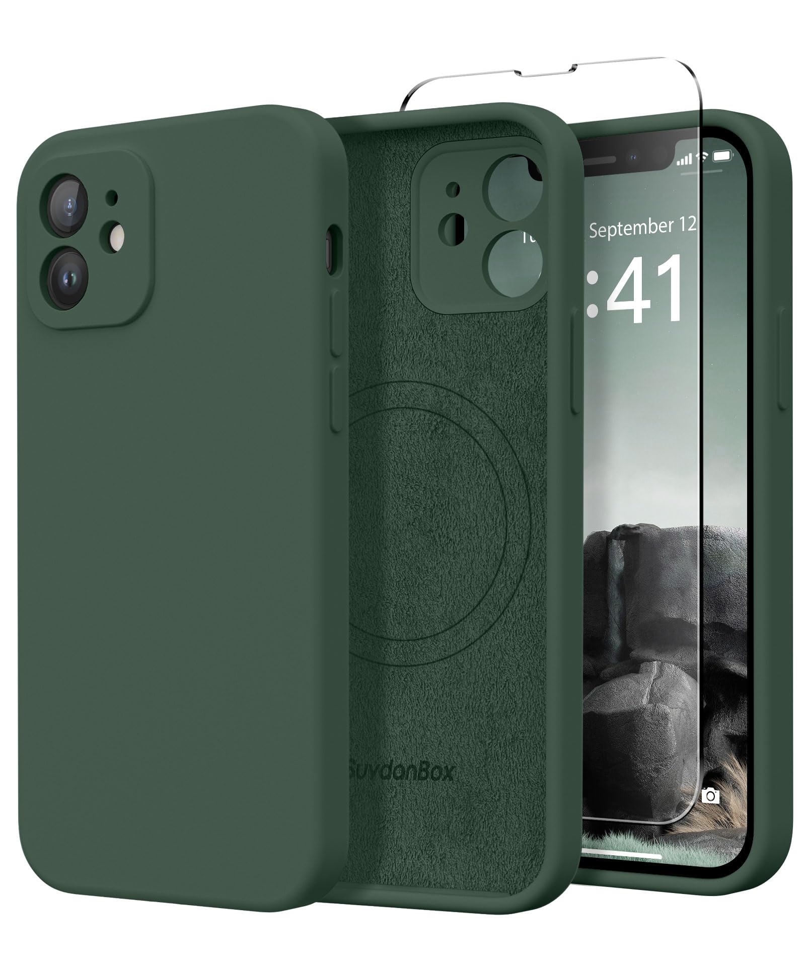 Magnetic for iPhone 12 Case Silicone Alpine Green
