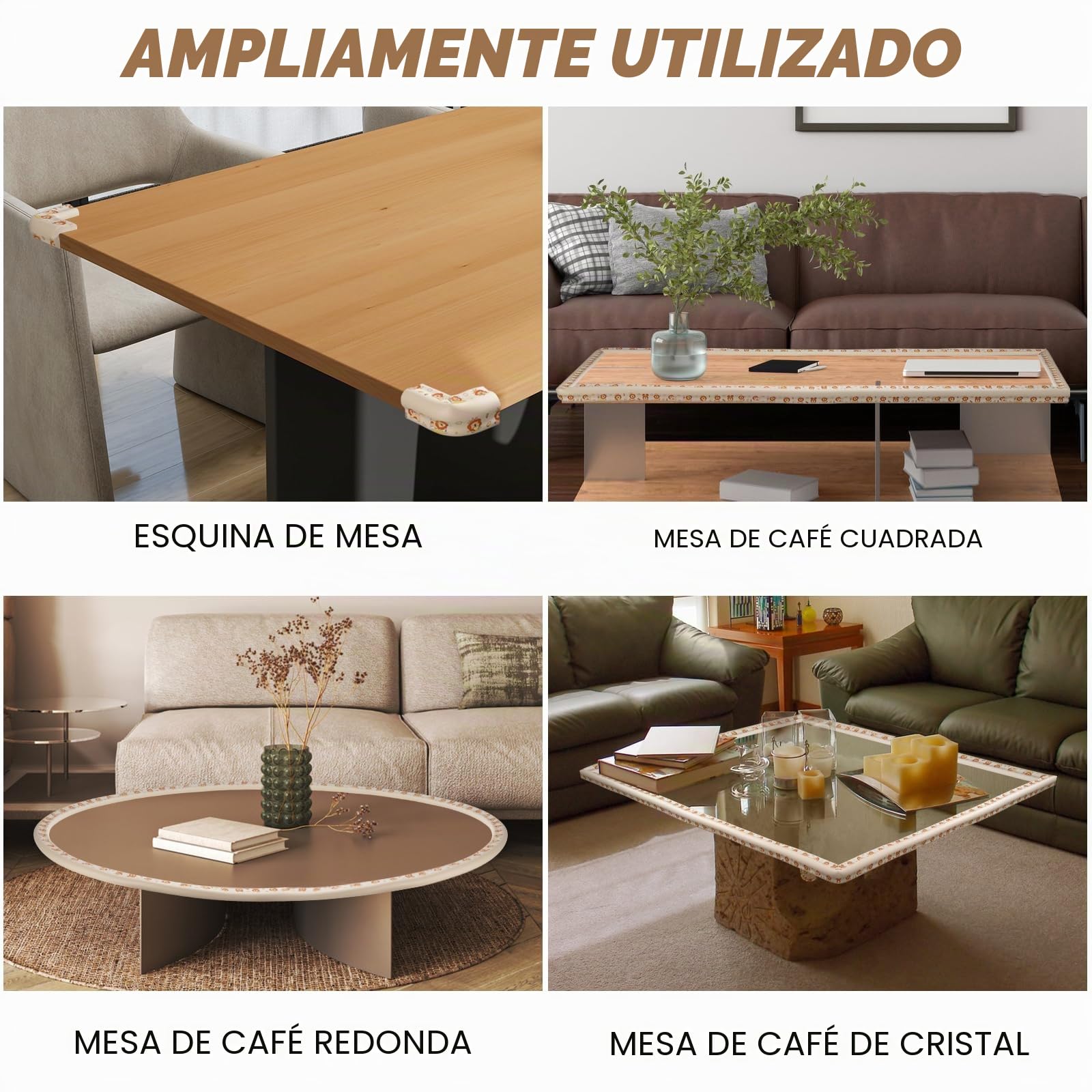 Protector de Bordes para Bebe Suave Espesar Protector de Bordes de Mesa Autoadhesivo para Mesas, Muebles, Puerta, Cama, Silla Beige Naranja