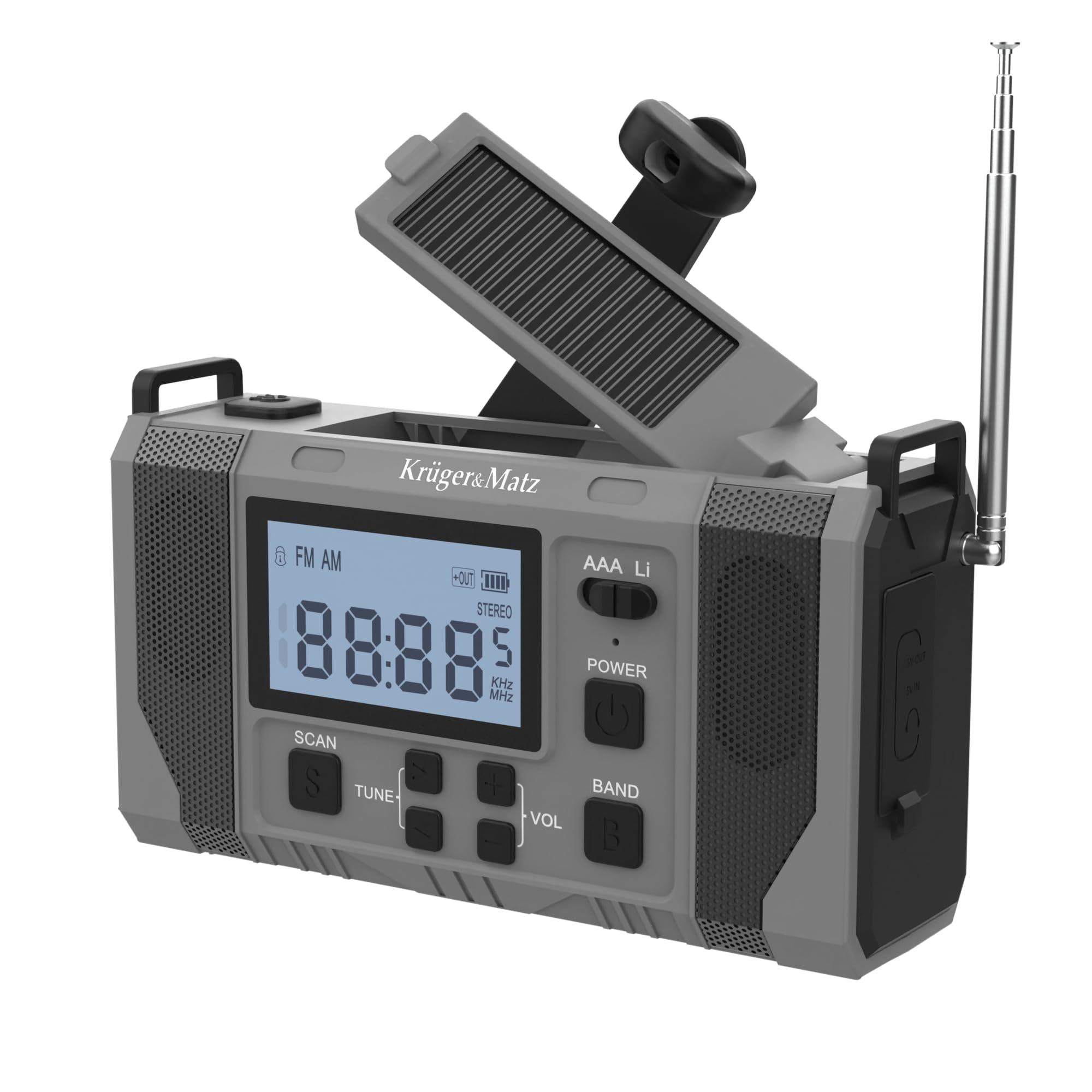 Radio solarne przenośne SOS powerbank 10000mAh latarka dynamo Kruger&Matz
