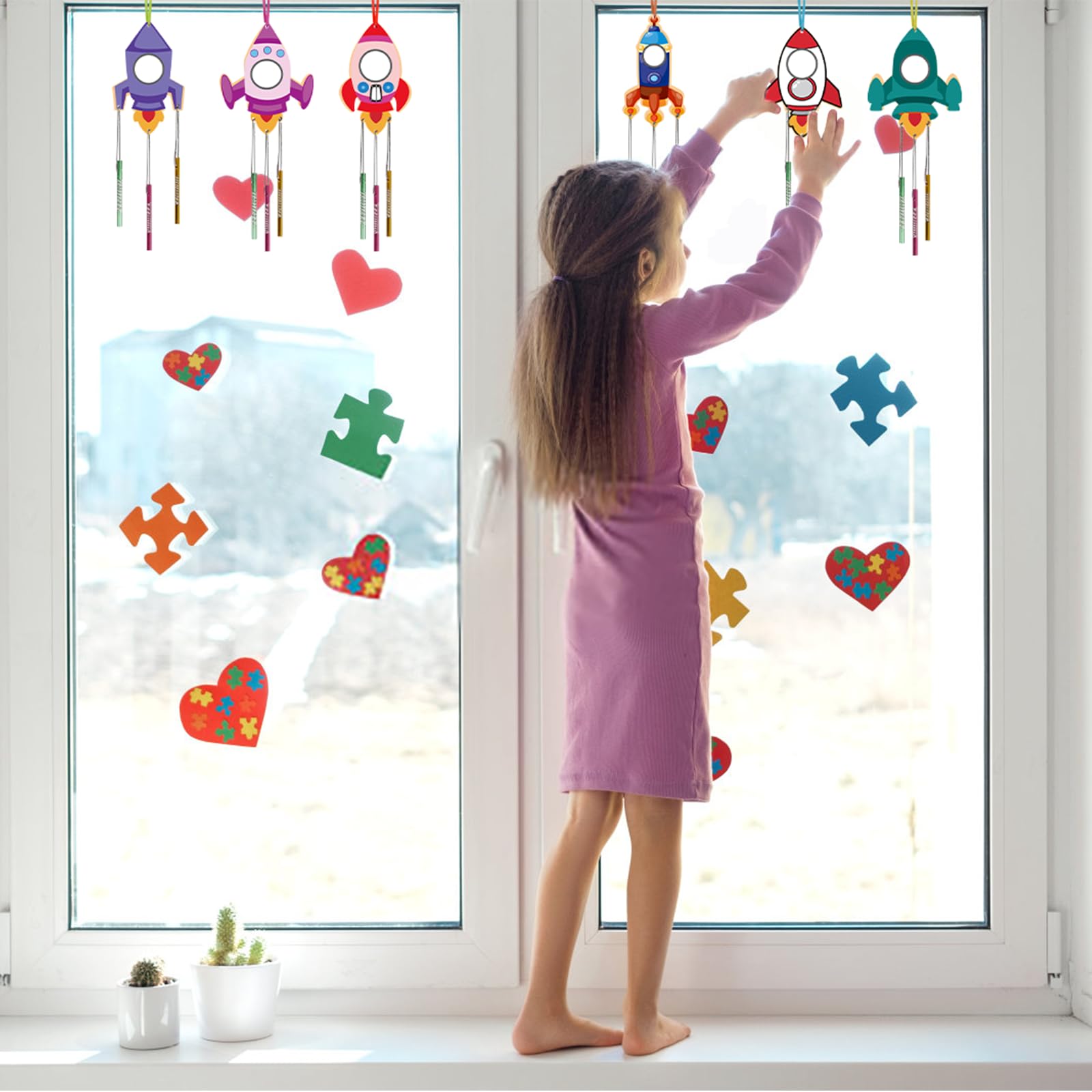 Kit DIY Oiseaux 3D Et Carillon à Vent - 6 Pièces à Peindre - Loisir Créatif Enfants - Cadeau Printemps
