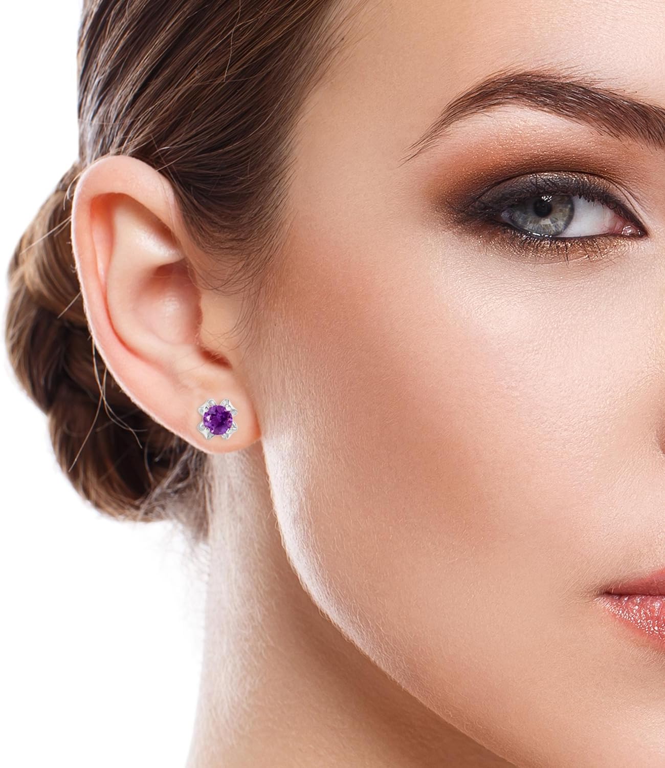 Natural Gemstone Birthstone 925 Sterling Silver Stud Earrings - Amethyst, Citrine, Garnet, Peridot, or Blue Topaz in Oval, Heart, or Round Shape - Gift for Women - Image 4