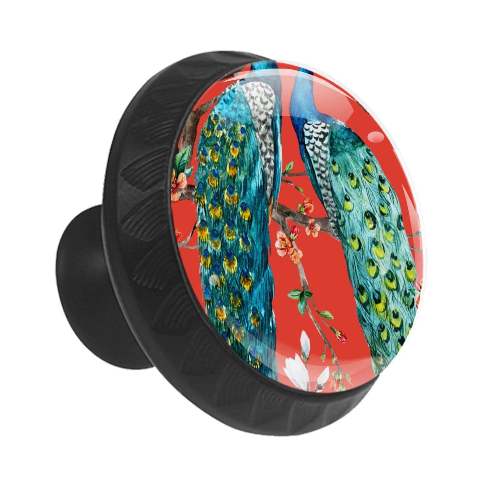 Boutons pour armoires et tiroirs de cuisine motif paon poignée meuble x12