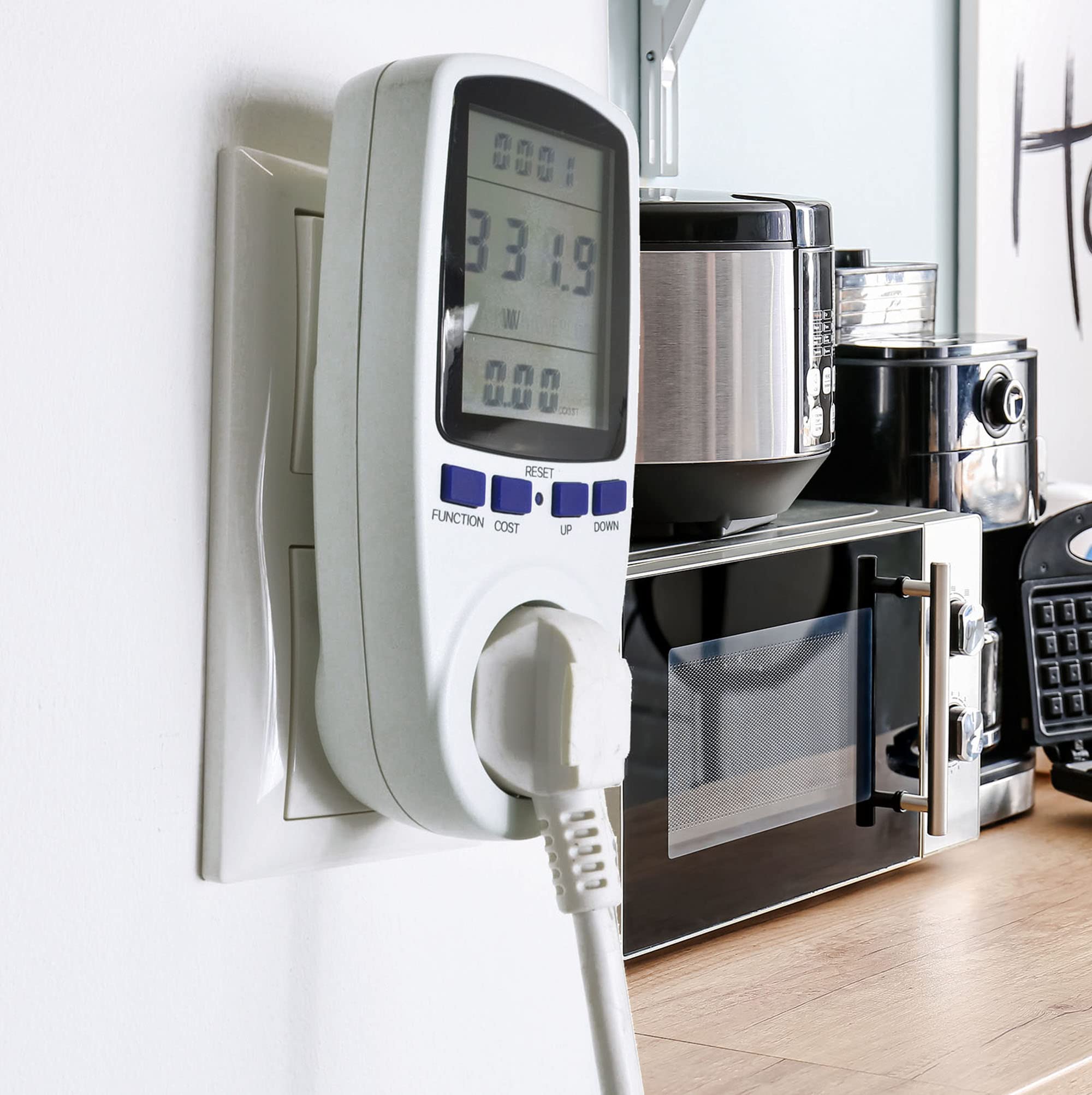 X4-LIFE Miernik prądu do gniazd wtykowych – z wyświetlaczem LCD – miernik kosztów energii – oszczędność pieniędzy dzięki dokładnym kosztom energii elektrycznej