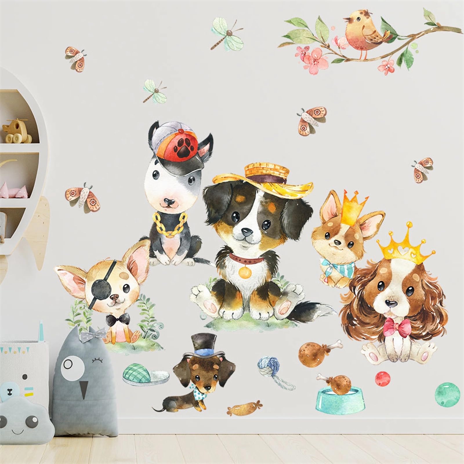 Sacinora Removable Wall Stickers - Cozy German Shepherd & Tabby Cat Design, Peel & Stick Vinyl Decor For Pet Lovers - View #5