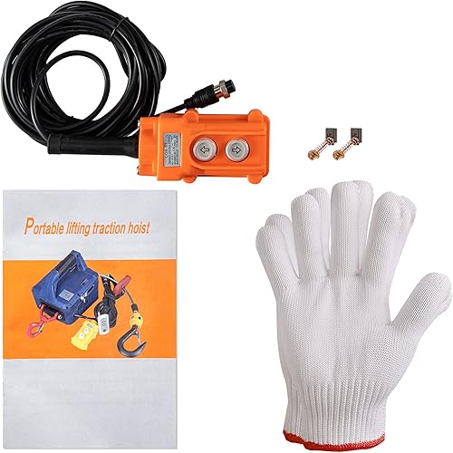 Miniatura 5 de VEVOR Polipasto, eléctrico portátil de 1100 libras, grúa cabrestante de potencia de 1500 W 110 V, altura de 25 pies, con control remoto de cable y