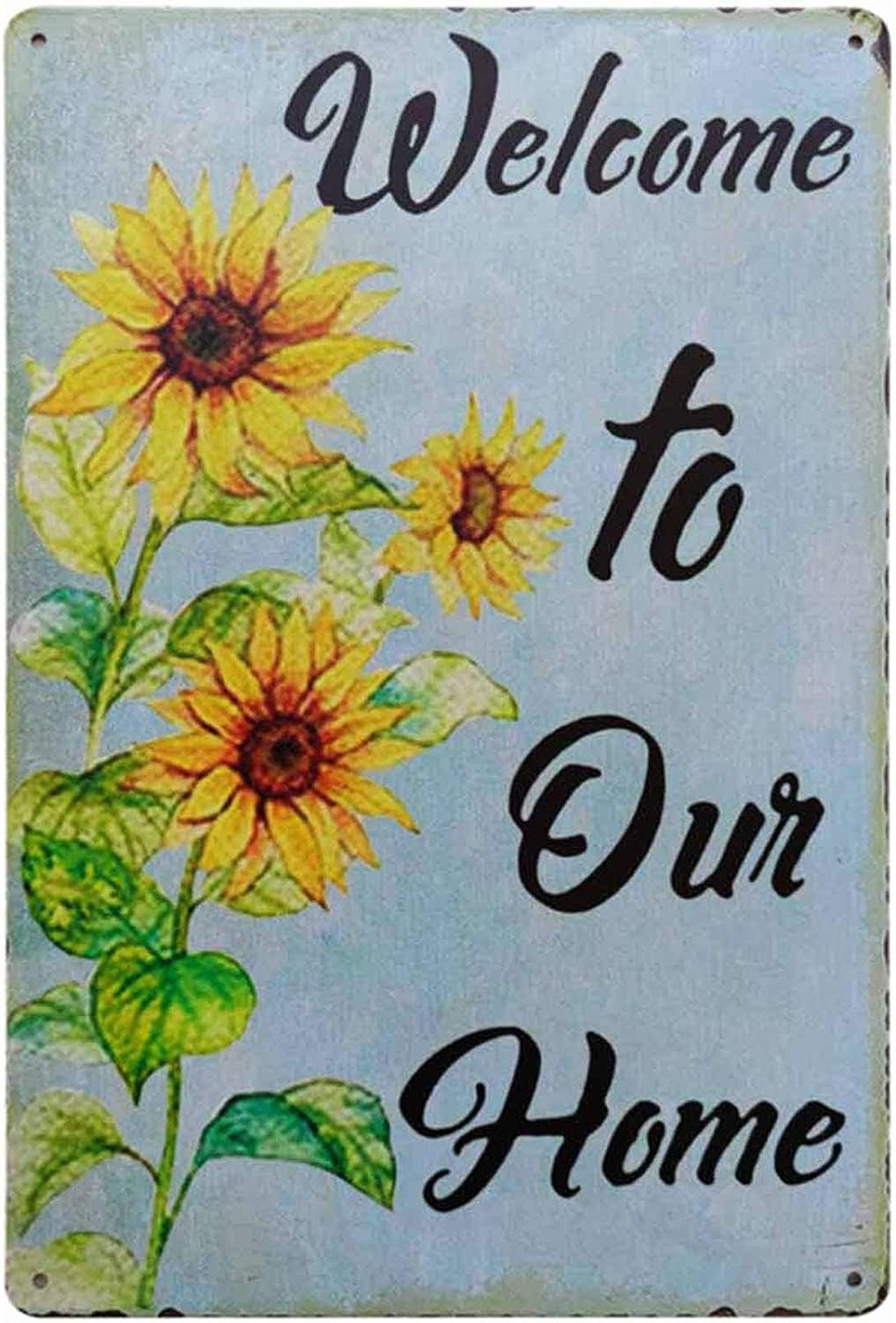rayprint Vintage Metal Tin Sign Welcome to Our Home Retro Poster Funny Aluminum Sign for Home Garden Farmhouse Coffee Wall Decor Plaque 8x12 Inches