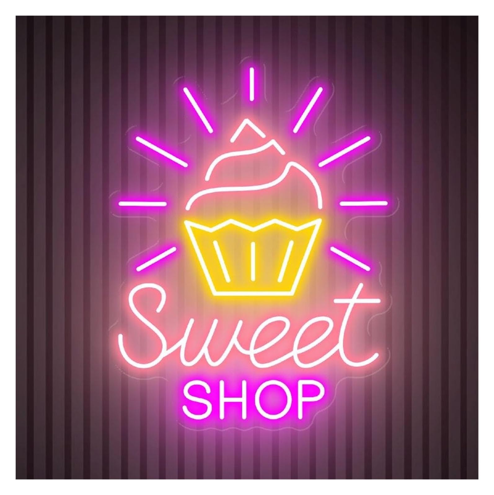 RONGCH Hanging Art Signs Bakery Sweet Shop Neon Sign Coffee Bar Cafe Home Kitchen Wall Art Cupcake 50cm