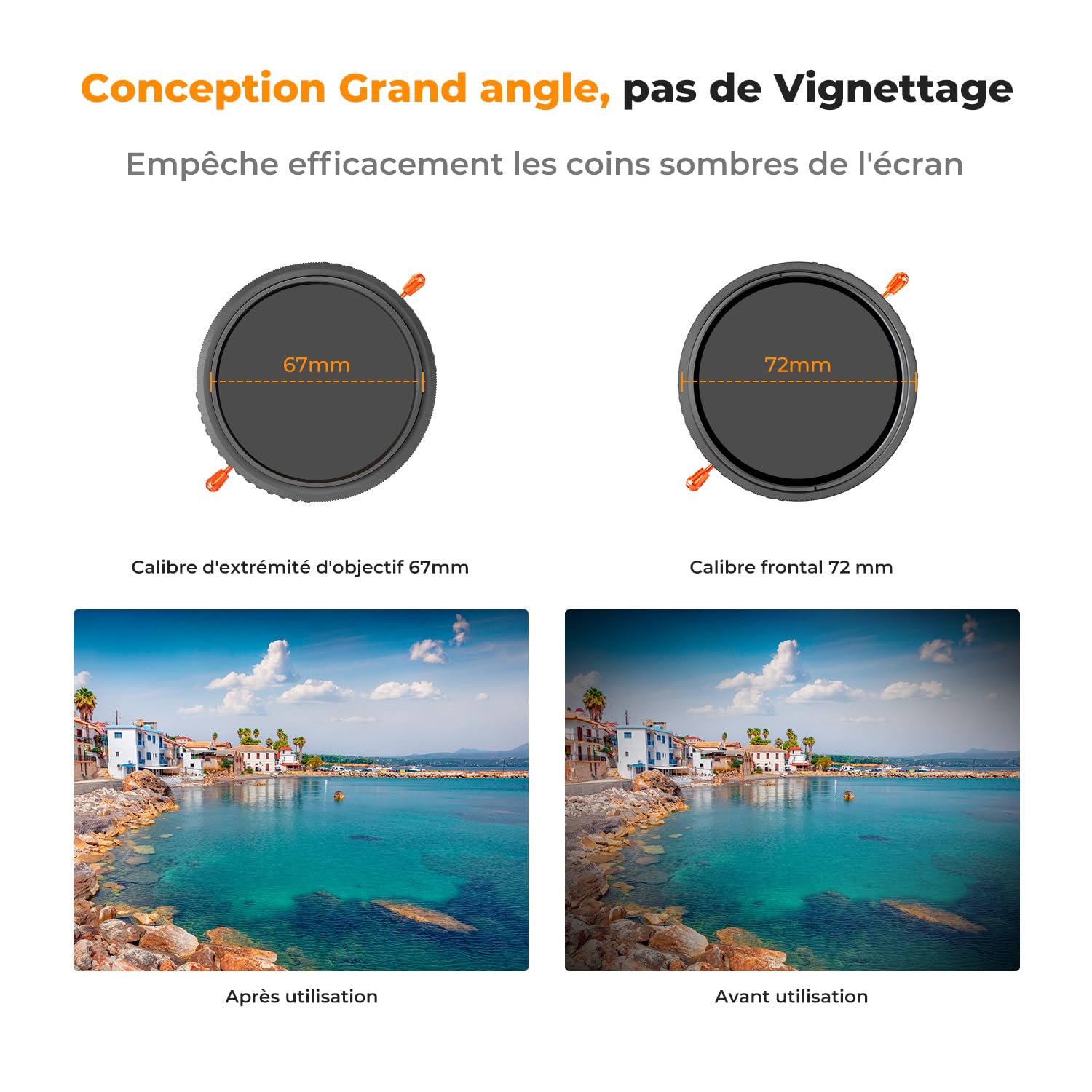 K&F CONCEPT Ø67mm Filtre CPL+ND2-ND32 1-5 Stops Polarisant ND Variable Densité Neutre pour Objectif Appareil Photo