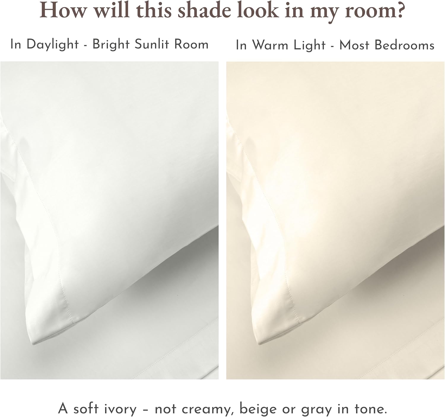 California Design Den Deep Pocket Queen Sheets Set - Natural 100% Cotton Sheets Queen Size Bed Set, Soft Sateen Weave, Breathable and Durable Bedding Ivory (Eggshell) - Image 3