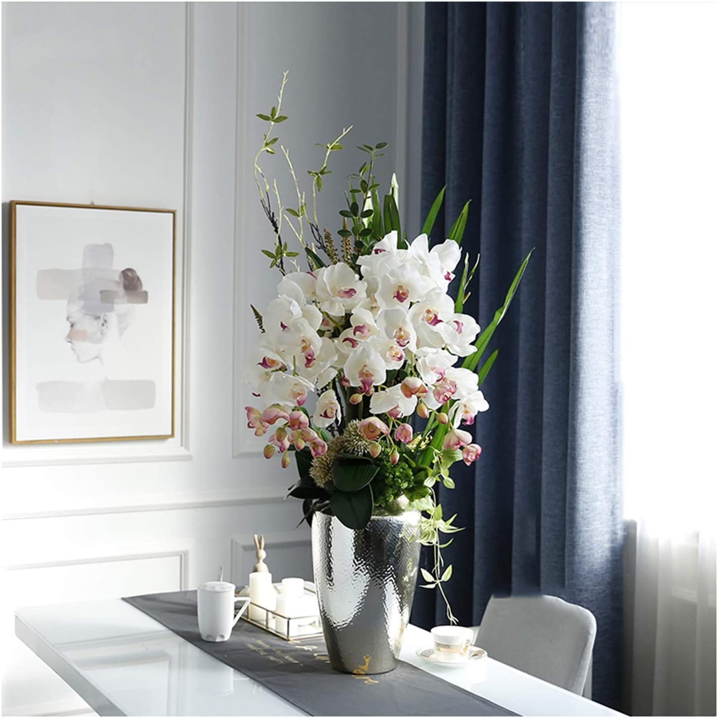 GTHTUHFD Faux Orchids Touch Realistic Natural Look Artificial Phalaenopsis Flowers Potted Artificial Flowers Plant Arrangement