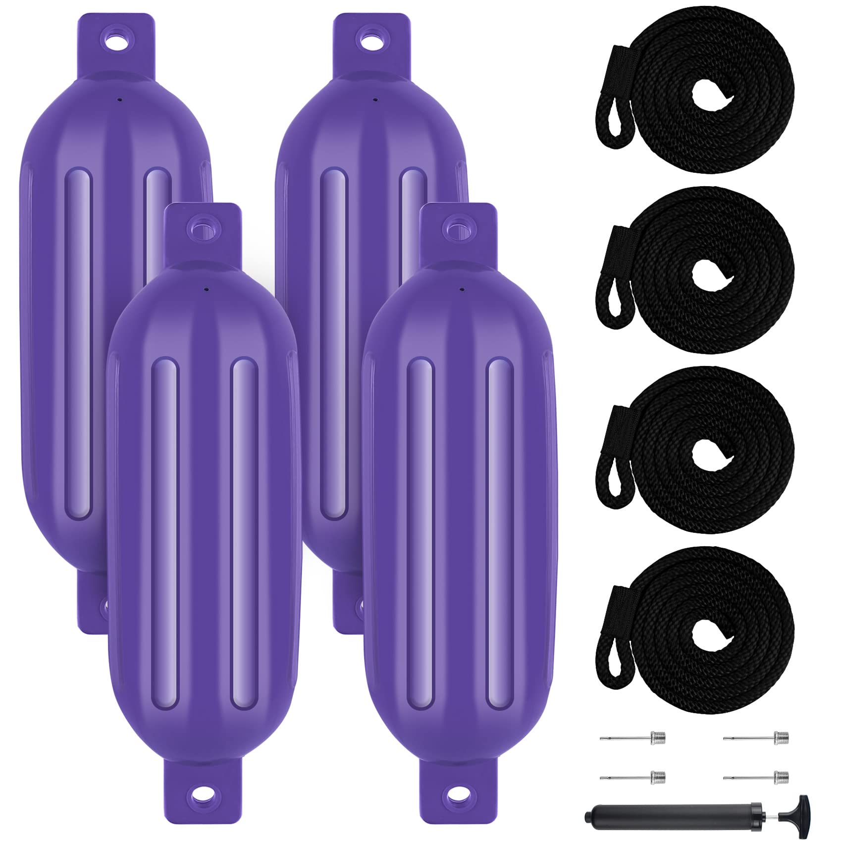 VEITHI Boat Fenders 4 Packs, Ribbed Twin Eyes Vinyl Boat Bumpers