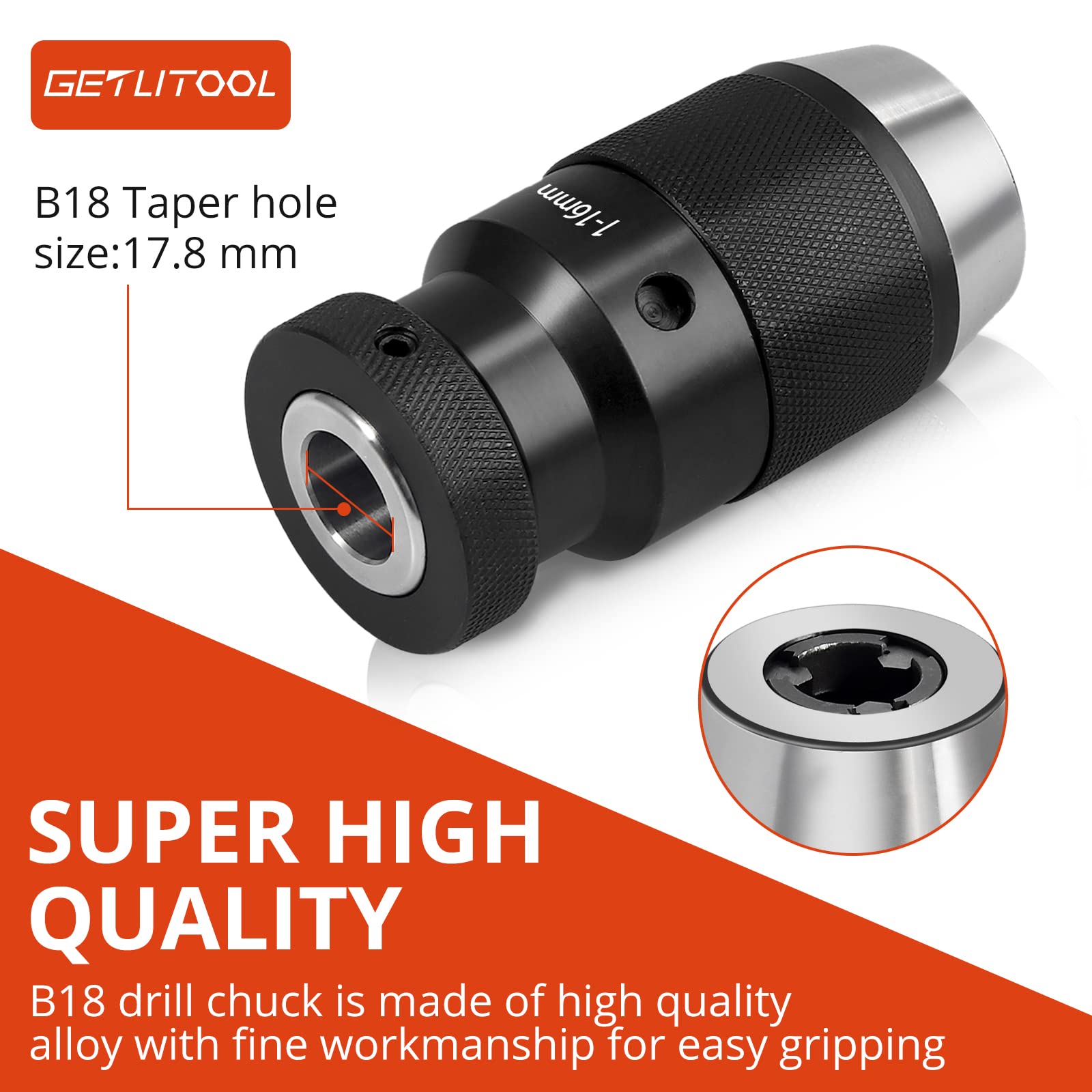 GETLITOOL 1-16 mm szybkozaciskowy uchwyt wiertarski MK3-B18