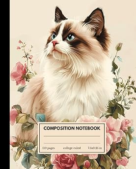 Composition Notebook College Ruled Vintage Ragdoll Cat Notebook | Aesthetic Journal for College, Students, School, Work, and Office | The Perfect Gift for Cat Lovers