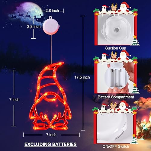 Miniatura 4 de LOLStar Luces del 4 de julio, paquete de 3 luces rojas, blancas y azules con función de temporizador, luces de ventana de gnomos interiores a pilas
