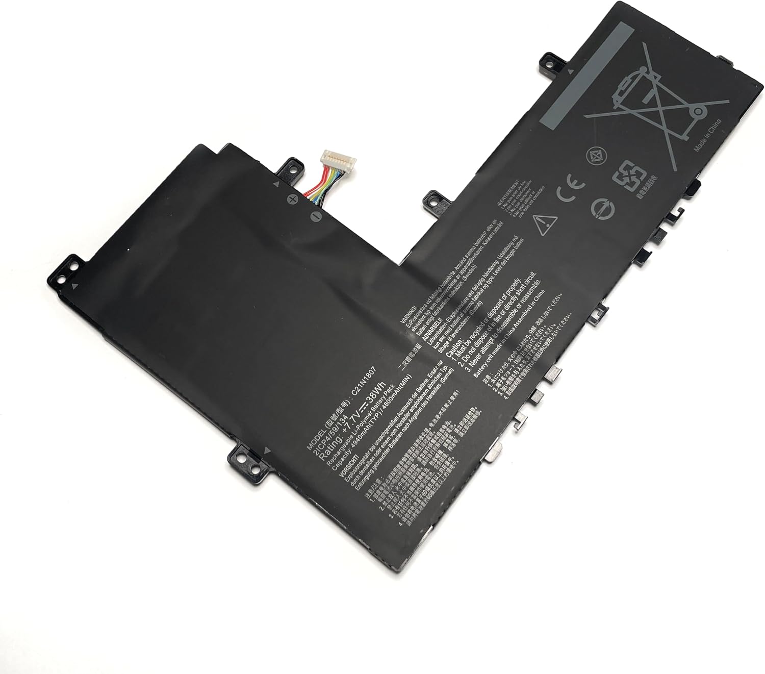 7.7V 38Wh 4940mAh C21N1807 C21PiCH 0B200-03040000 Replacement Laptop Battery for ASUS VivoBook E12 E203NA E203NA-FD020TS ChromeBook C223NA C223NA-1A C223NA-1B C223NA-DH02