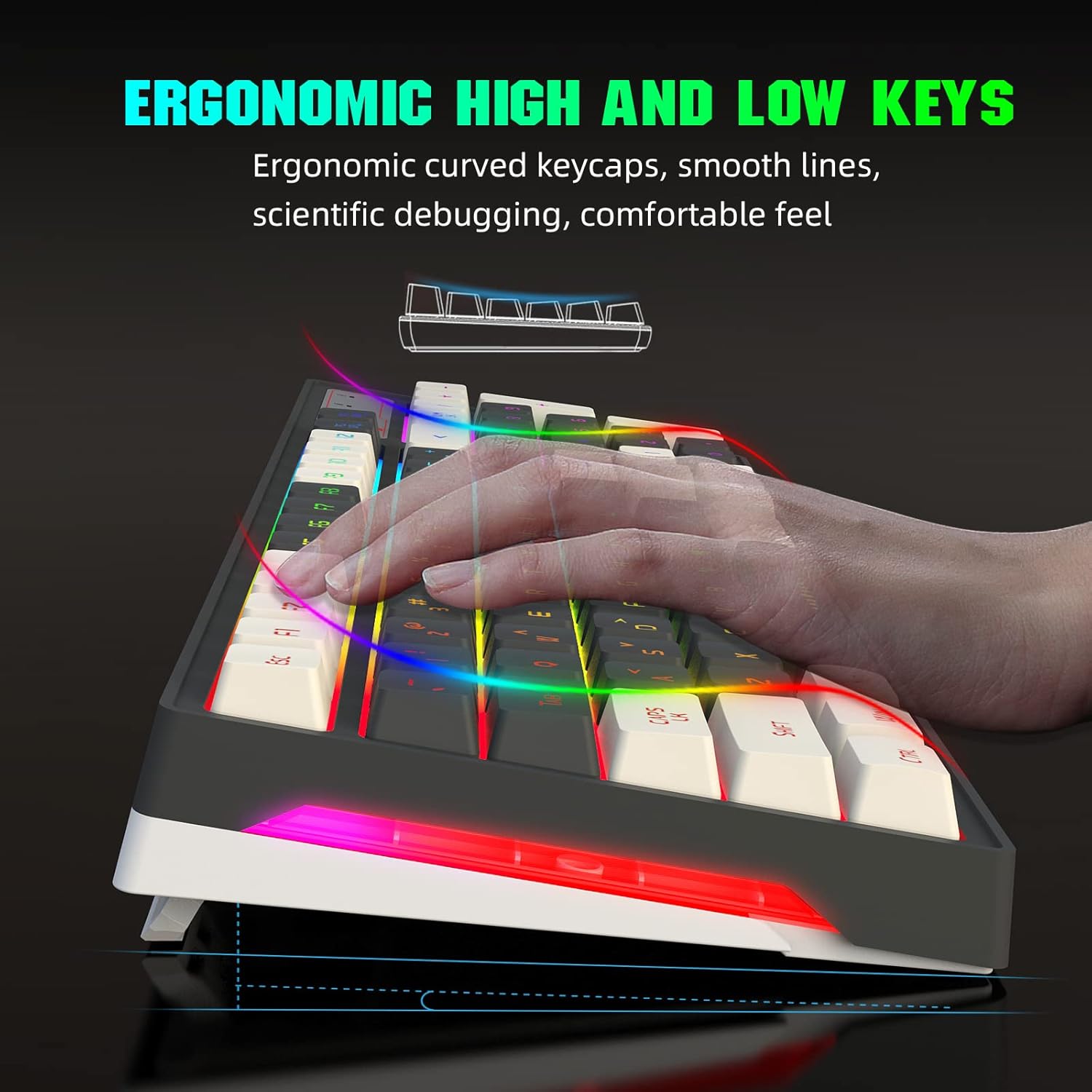 FELICON Wireless Gaming Keyboard 2.4G Rechargeable RGB Backlit Mechanical Feel Multimedia 96 Key with Number Pad Double-Shot Keycap Anti-ghosting Ergonomic Waterproof for Mac PC Xbox PS4 Gamer Typists