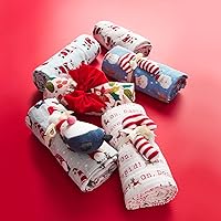 Vista 3 de Mud Pie Manta de Papá Noel de Navidad vintage, rosa, 47 x 47 pulgadas