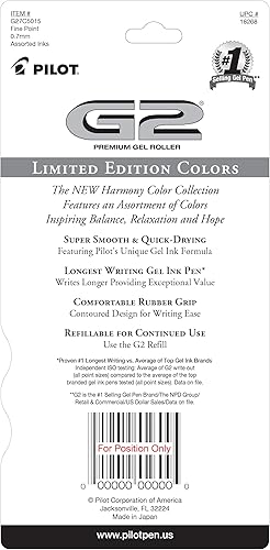 Miniatura 3 de Pilot G2 Edición Limitada Harmony Ink Collection Bolígrafos de gel retráctiles, punta fina de 0.028 in, tinta surtida, paquete de 5