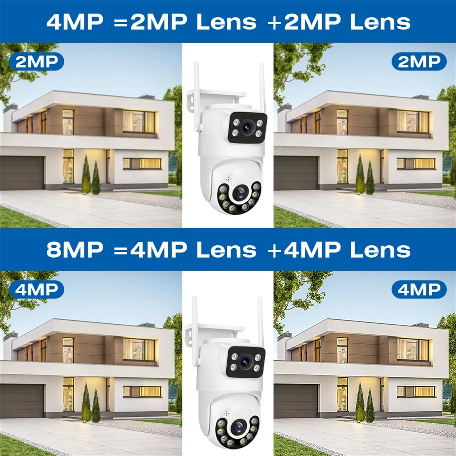 Telecamera di sorveglianza Esterna Wireless PTZ Wi-Fi con Doppio Obiettivo 4K da 6 MP, rilevamento Automatico dell'uomo, Schermo(ADD 32G)