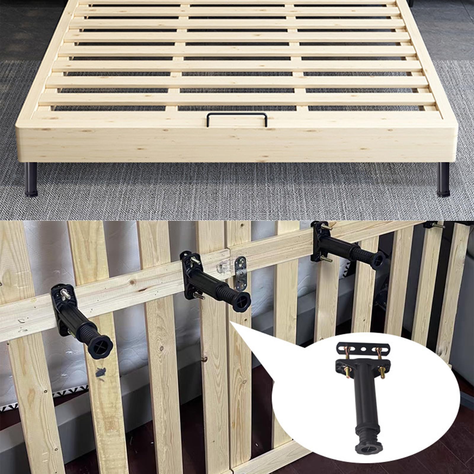 KOVNISE 4Pcs Adjustable Bed Frame Support Legs 7.48-12.60 inch Support Legs Replacement with Linking Tabs for Bed Center Slat/Furniture Plastics Slats Support - Image 3