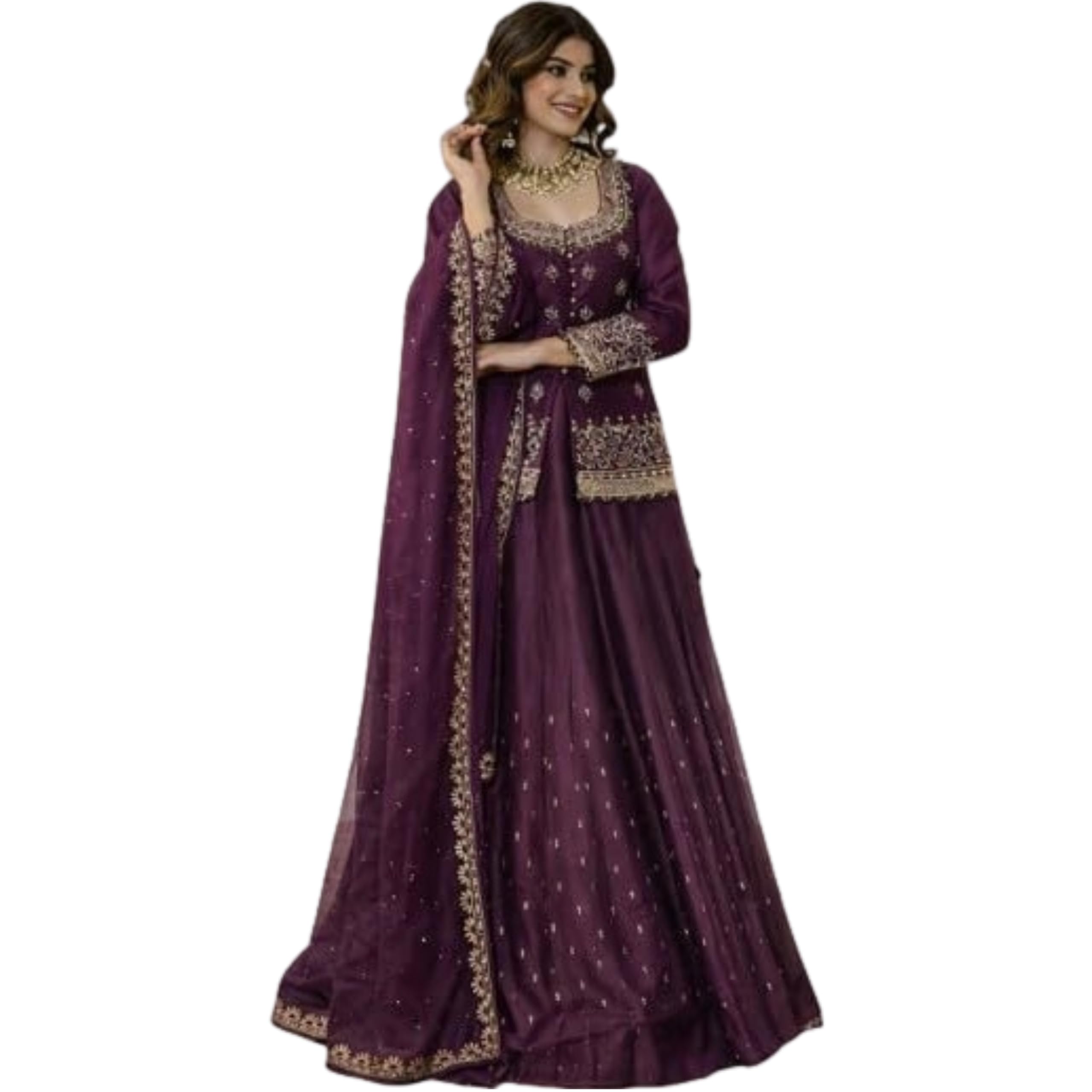 Women Embroidered Kurta Palazzo Set in Chanderi Silk | Lehenga Style Ethnic Suit with Dupatta | Traditional Dress-image-14