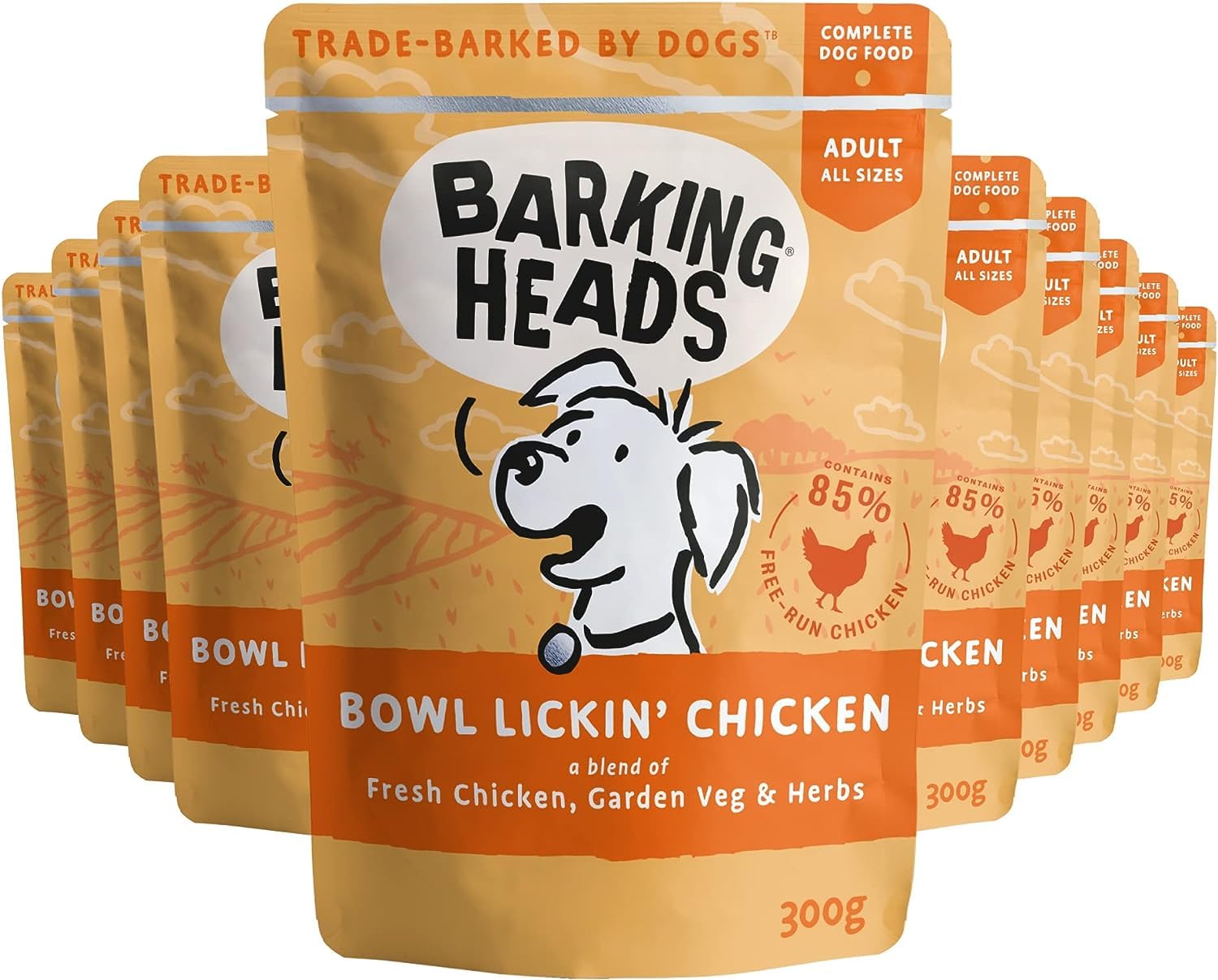 Barking Heads Bowl Lickin' Chicken Wet Food for Dogs, Dog Food Wet from 85% Natural Outdoor Chicken Without Artificial Flavours, Dog Food Grain-Free with Vitamins and Minerals (10 x 300 g)