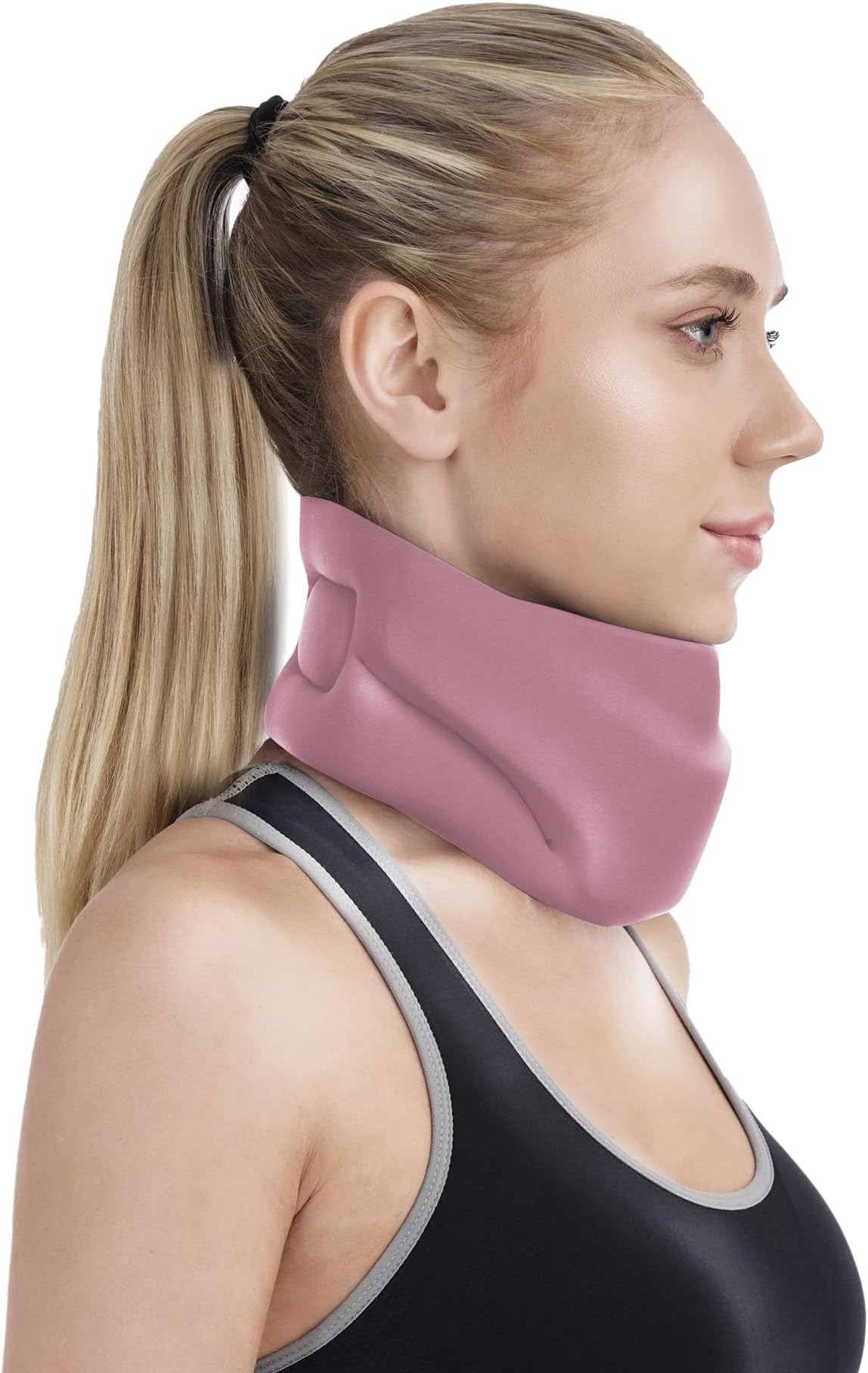 Neck Brace for Sleeping - Cervical Collar Relief Neck Pain and Support Soft Foam Wraps Keep Vertebrae Stable and for Relief of Spine Pressure for Women & Men - Baby Pink (10.6-12.6 Inch)