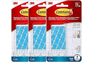 Removable, Water-Resistant Command Strips Clear, Large, 12-Strip Pack